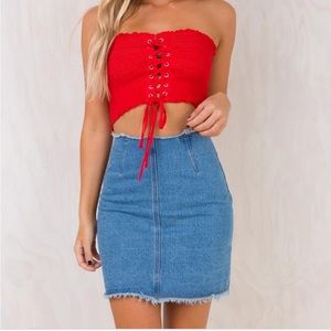 MINKPINK jean high waisted jean skirt
